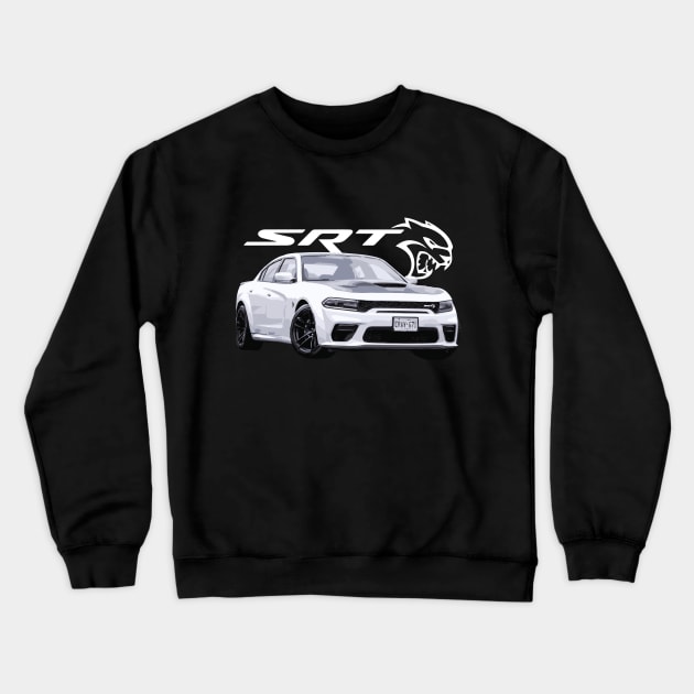 Dodge Charger Hellcat Widebody SRT White Knuckle Crewneck Sweatshirt by cowtown_cowboy